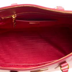 Pre Owned Prada Red Saffiano Lux Leather Large Double Zip Tote