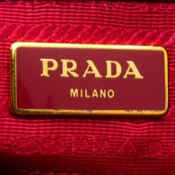 Pre Owned Prada Red Saffiano Lux Leather Large Double Zip Tote