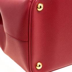 Pre Owned Prada Red Saffiano Lux Leather Large Double Zip Tote
