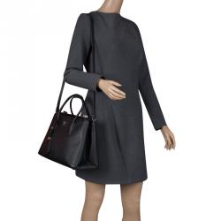 Pre Owned Prada Black Saffiano Cuir Leather Twin Tote