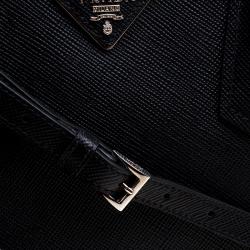 Pre Owned Prada Black Saffiano Cuir Leather Twin Tote