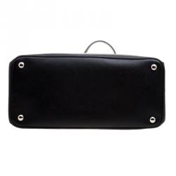 Pre Owned Prada Black Saffiano Cuir Leather Twin Tote