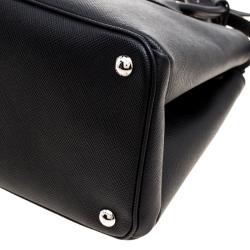 Pre Owned Prada Black Saffiano Cuir Leather Twin Tote