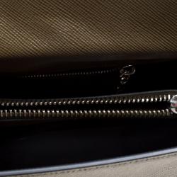 Pre Owned Prada Military Green Saffiano Cuir Leather Twin Tote