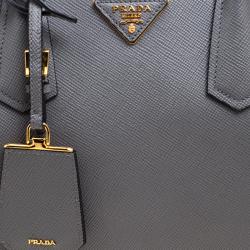 Pre Owned Prada Grey Saffiano Cuir Leather Double Handle Tote