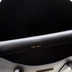 Pre Owned Prada Grey Saffiano Cuir Leather Double Handle Tote