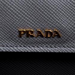 Pre Owned Prada Grey Saffiano Cuir Leather Double Handle Tote