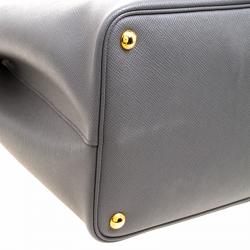 Pre Owned Prada Grey Saffiano Cuir Leather Double Handle Tote