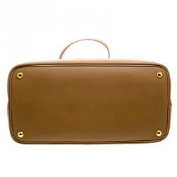 Pre Owned Prada Caramel Saffiano Cuir Double Handle Tote