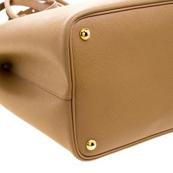 Pre Owned Prada Caramel Saffiano Cuir Double Handle Tote
