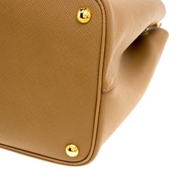 Pre Owned Prada Caramel Saffiano Cuir Double Handle Tote