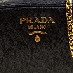 Pre Owned Prada Black Saffiano Lux Leather Marsupio Camera Crossbody Bag