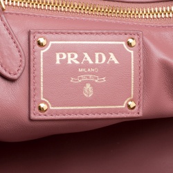 Pre Owned Prada Peach Cervo Deerskin Lux Leather Large Limited Edition James Jean Fairy Tote