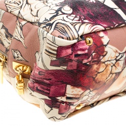 Pre Owned Prada Peach Cervo Deerskin Lux Leather Large Limited Edition James Jean Fairy Tote