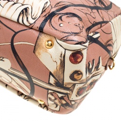 Pre Owned Prada Peach Cervo Deerskin Lux Leather Large Limited Edition James Jean Fairy Tote