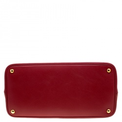 Pre Owned Prada Red Saffiano Cuir Leather Double Handle Tote