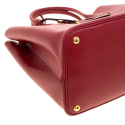 Pre Owned Prada Red Saffiano Cuir Leather Double Handle Tote
