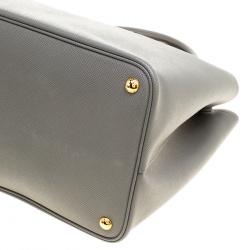 Pre Owned Prada Grey Saffiano Cuir Leather Double Handle Tote