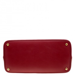 Pre Owned Prada Red Saffiano Cuir Leather Convertible Tote