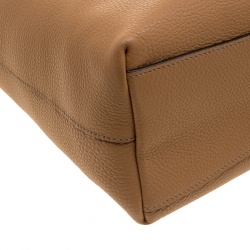 Pre Owned Prada Camel Vitello Daino Leather Logo Embossed Tote