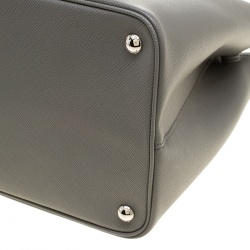 Pre Owned Prada Grey Saffiano Cuir Leather Convertible Tote