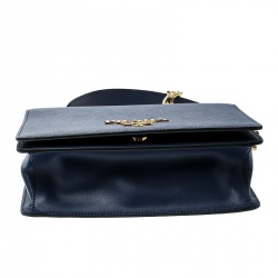 Pre Owned Prada Blue Saffiano Soft Cahier Leather Flap Crossbody Bag