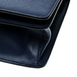 Pre Owned Prada Blue Saffiano Soft Cahier Leather Flap Crossbody Bag