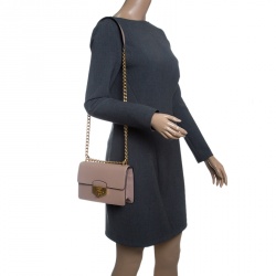 Pre Owned Prada Beige Saffiano Soft Cahier Leather Flap Shoulder Bag