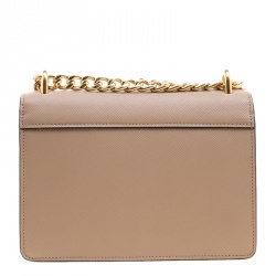 Pre Owned Prada Beige Saffiano Soft Cahier Leather Flap Shoulder Bag