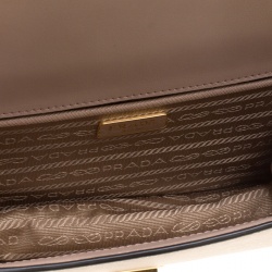 Pre Owned Prada Beige Saffiano Soft Cahier Leather Flap Shoulder Bag