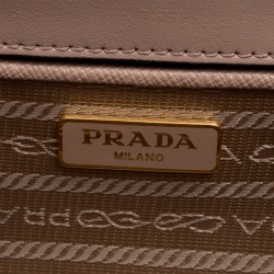Pre Owned Prada Beige Saffiano Soft Cahier Leather Flap Shoulder Bag