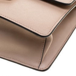 Pre Owned Prada Beige Saffiano Soft Cahier Leather Flap Shoulder Bag