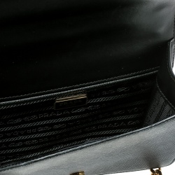 Pre Owned Prada Black Saffiano Soft Cahier Leather Flap Crossbody Bag