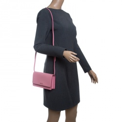 Pre Owned Prada Pink Saffiano Lux Leather Shoulder Bag