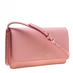 Pre Owned Prada Pink Saffiano Lux Leather Shoulder Bag