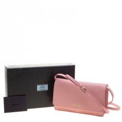 Pre Owned Prada Pink Saffiano Lux Leather Shoulder Bag