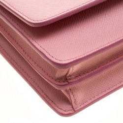 Pre Owned Prada Pink Saffiano Lux Leather Shoulder Bag