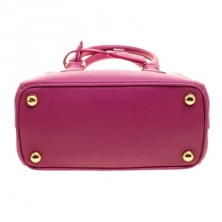 Pre Owned Prada Fuchsia Saffiano Lux Leather Mini Double Zip Shoulder Bag