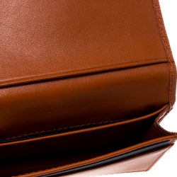 Pre Owned Prada Orange Vitello Move Leather Card Holder 