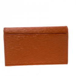 Pre Owned Prada Orange Vitello Move Leather Card Holder 