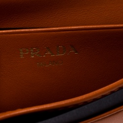 Pre Owned Prada Orange Vitello Move Leather Card Holder 