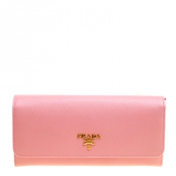Pre Owned Prada Pink Saffiano Leather Continental Wallet