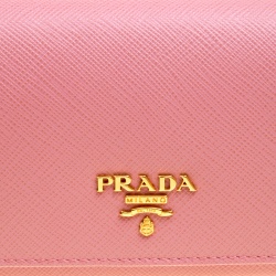 Pre Owned Prada Pink Saffiano Leather Continental Wallet