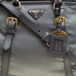 Pre Owned Prada Grey Tessuto Saffiano Top Handle Bag