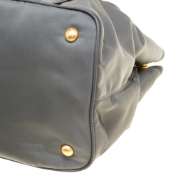 Pre Owned Prada Grey Tessuto Saffiano Top Handle Bag