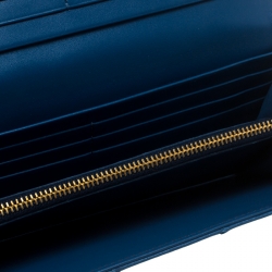 Pre Owned Prada Blue Ostrich Leather Continental Wallet