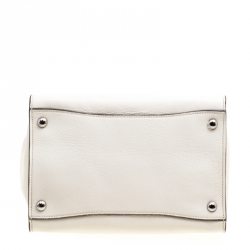 Pre Owned Prada Off White Leather Double Zip Tote