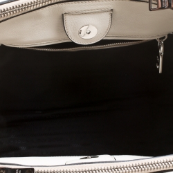 Pre Owned Prada Off White Leather Double Zip Tote