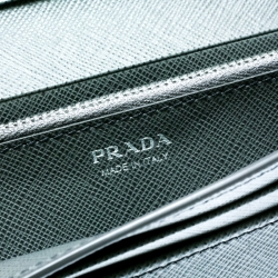 Pre Owned Prada Grey Saffiano Leather Continental Wallet