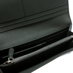 Pre Owned Prada Grey Saffiano Leather Continental Wallet
